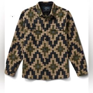 Roark Aztec Pattern Casual Button Down Shirt - Black and Brown